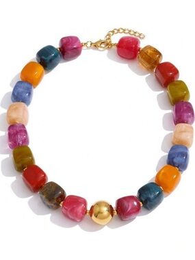 New! Colorful Bead Statement Necklace NWOT